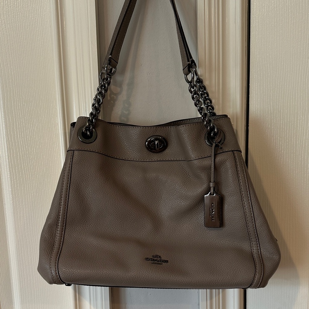 Coach Taupe Leather Shoulder Bag